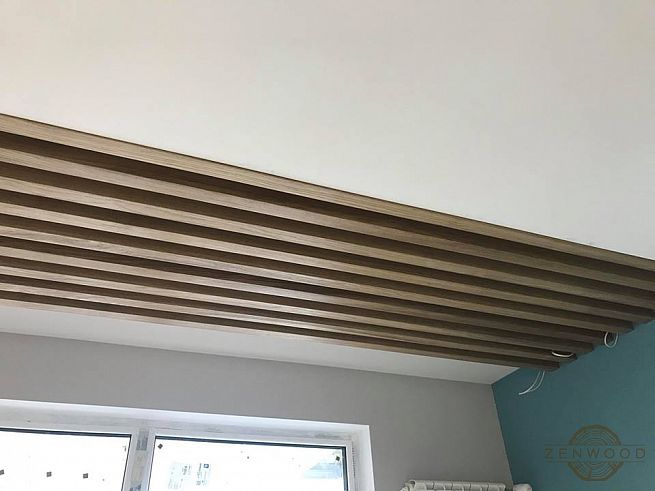 Декор потолка деревянным брусом - Киев | ZenWood