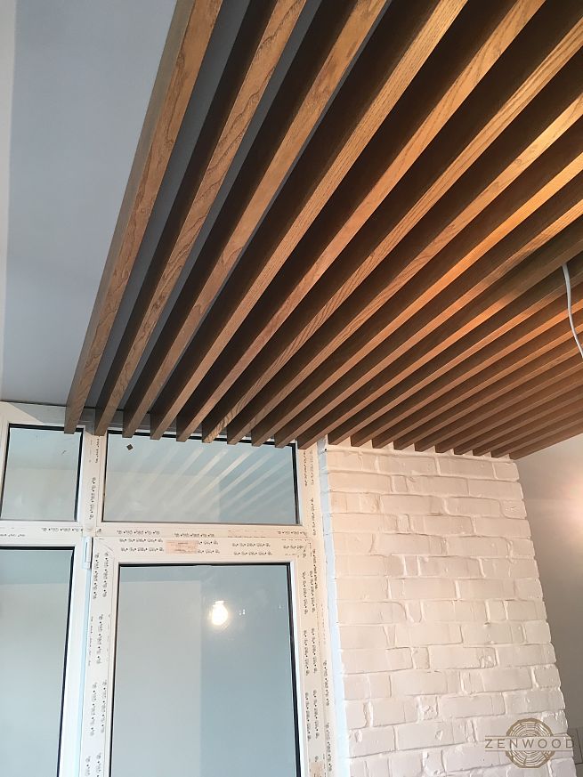 Декор потолка деревянным брусом - Киев | ZenWood