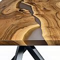 Горіховий стіл з напівпрозорою сірою тонированою смолою - Київ | ZenWood