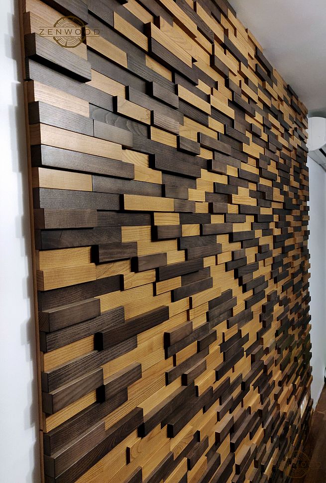 Декор стін з асиметричних дощок - Київ | ZenWood